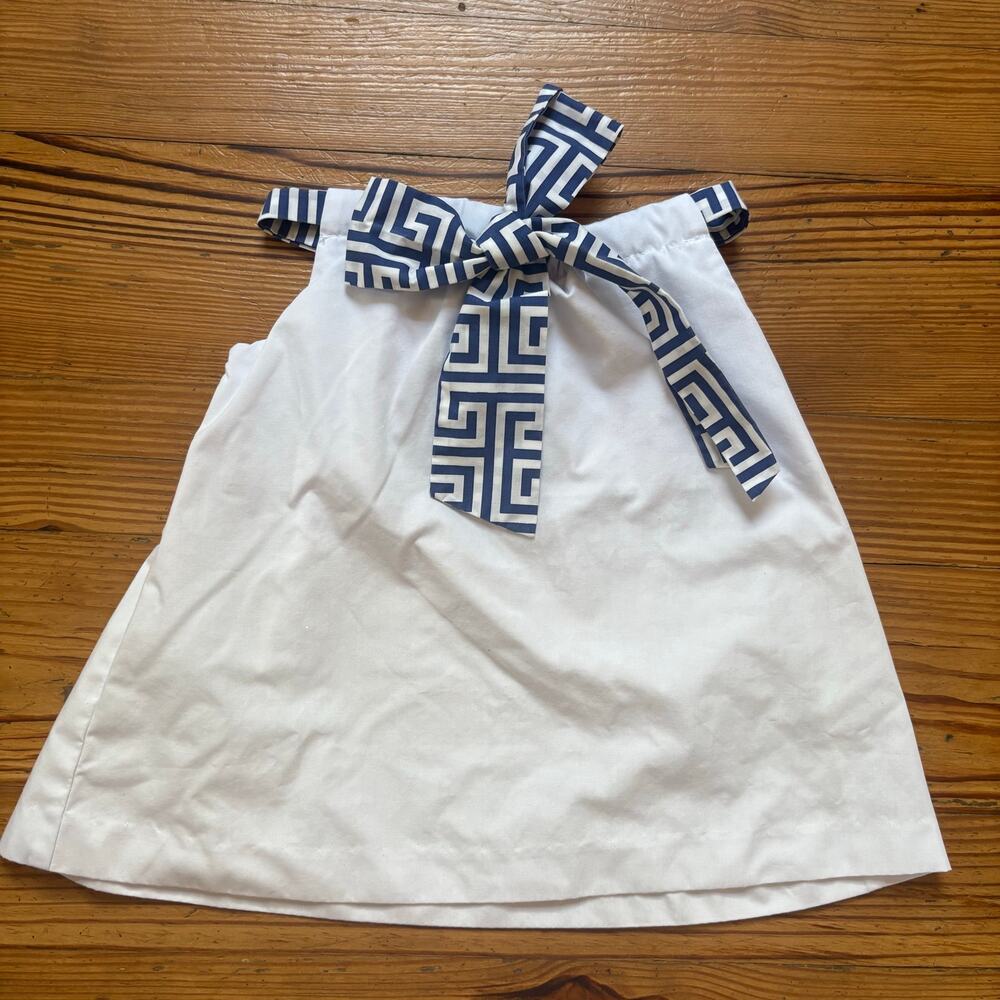 Shrimp & Grits Kids white sleeveless navy geometric bow shirt SIZE 5‎